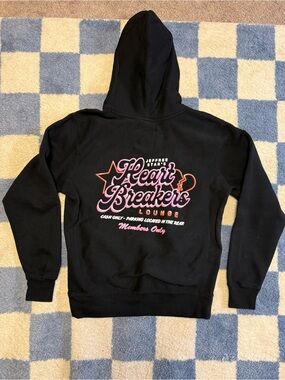 Jeffree Star Black Hoodie with Pink and Orange Heartbreakers Lounge Graphic